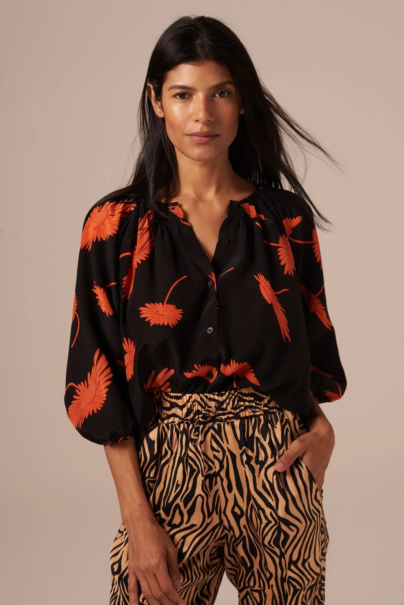 The Classic Blouse | Coral & Cassis - Atomnpay