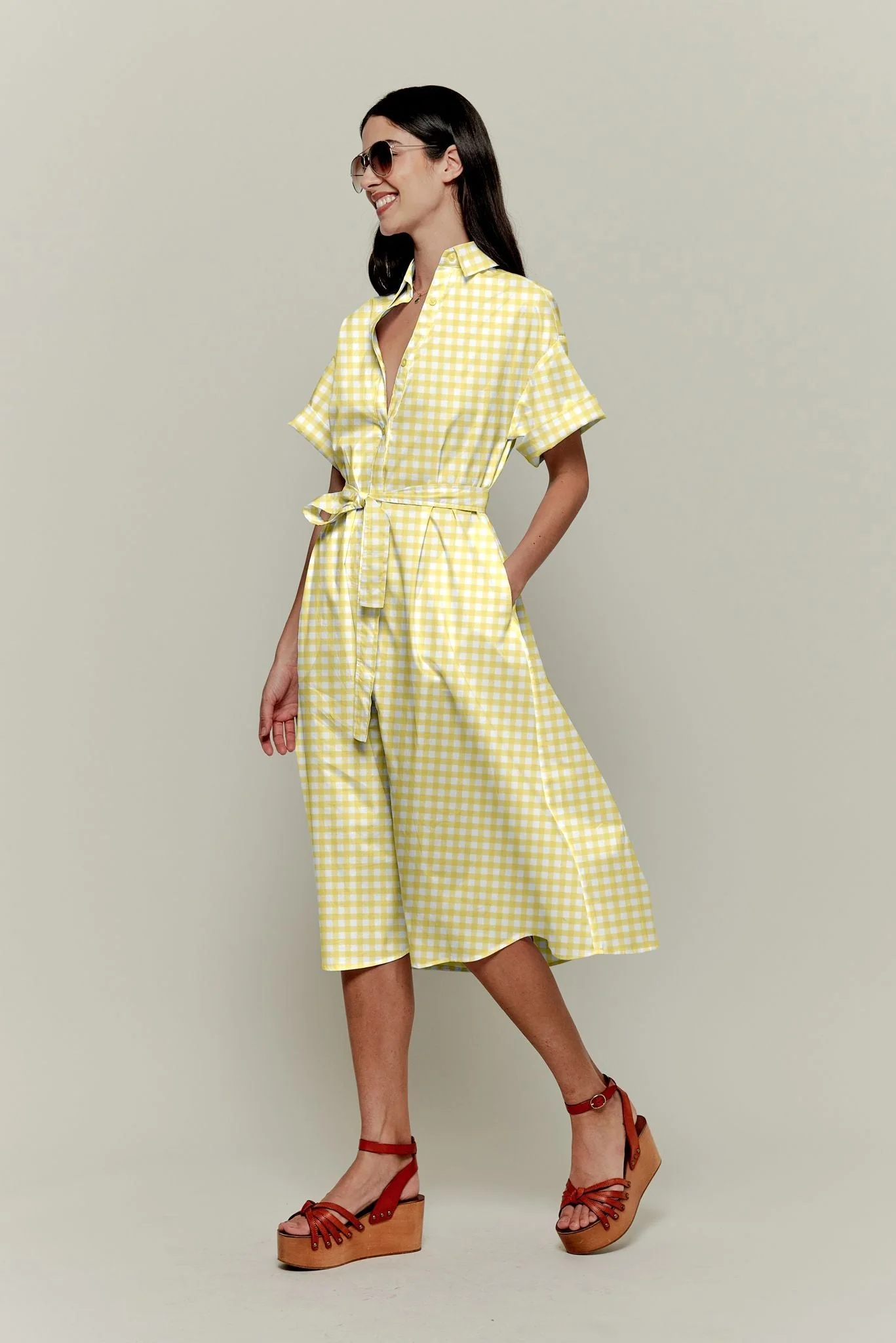Sarah Shirtdress | Pale Yellow Gingham - Atomnpay