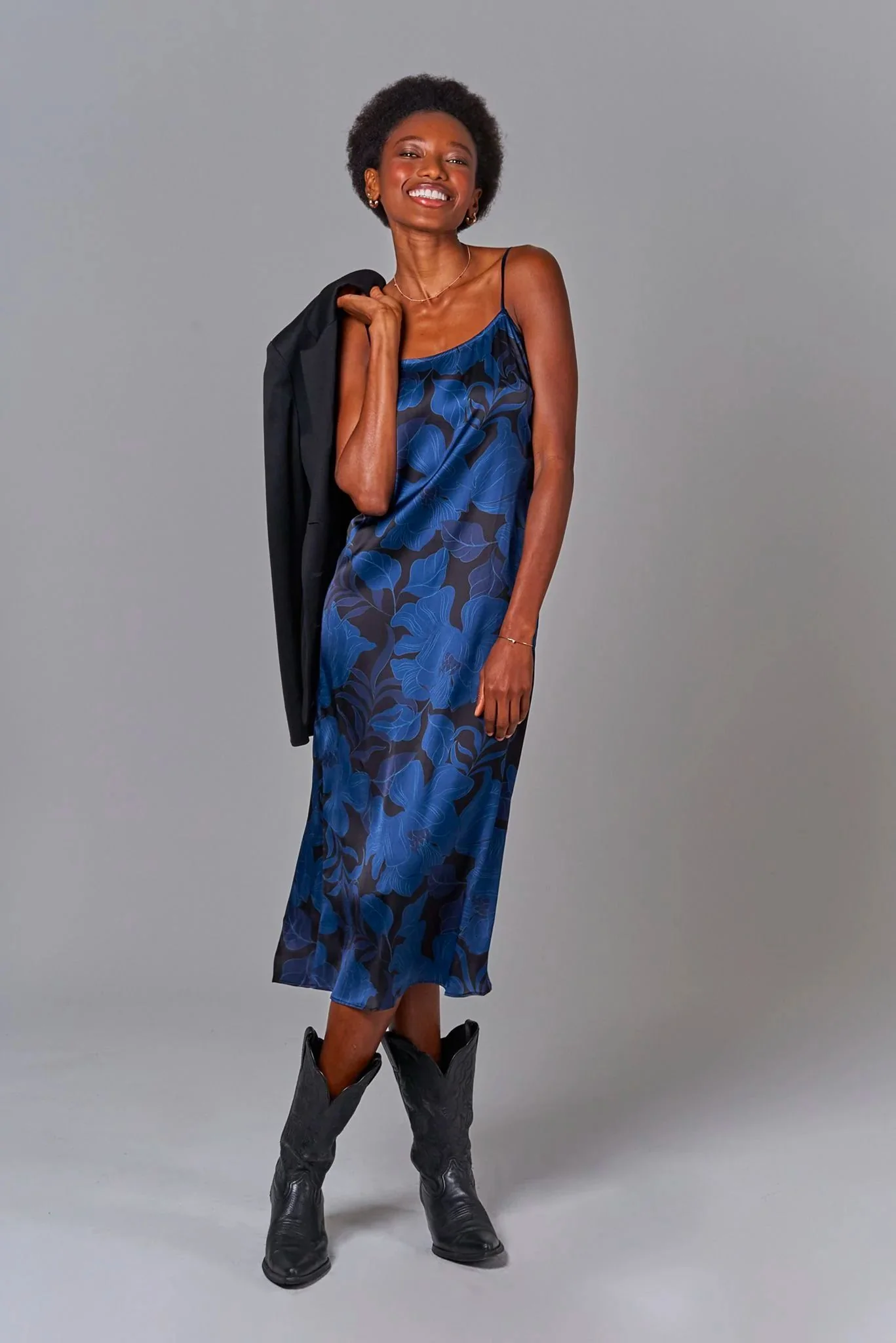 Stevie Slip Dress | Midnight Peonies - Atomnpay
