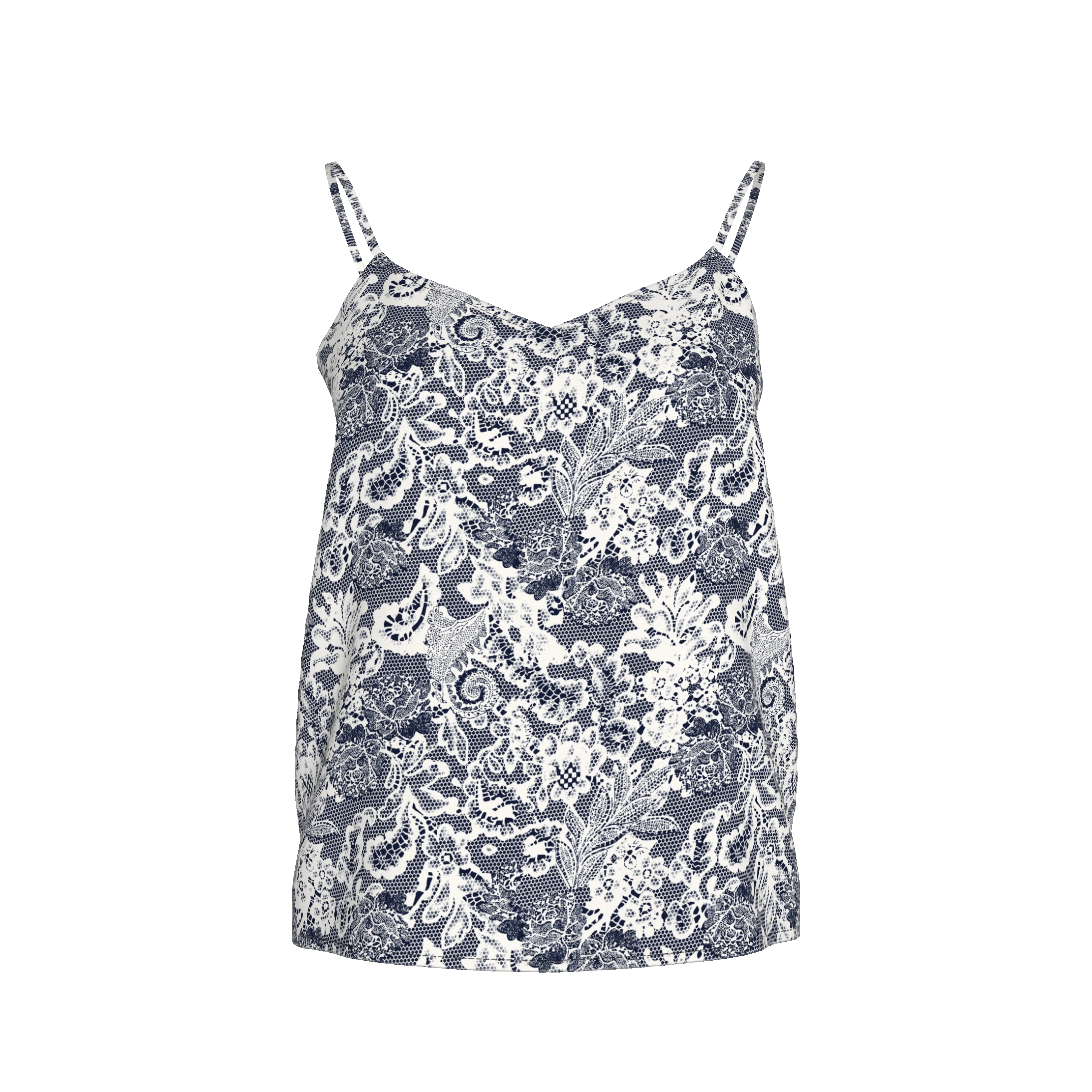 Khala Cami | Ecru Navy Lace Reverse - Atomnpay