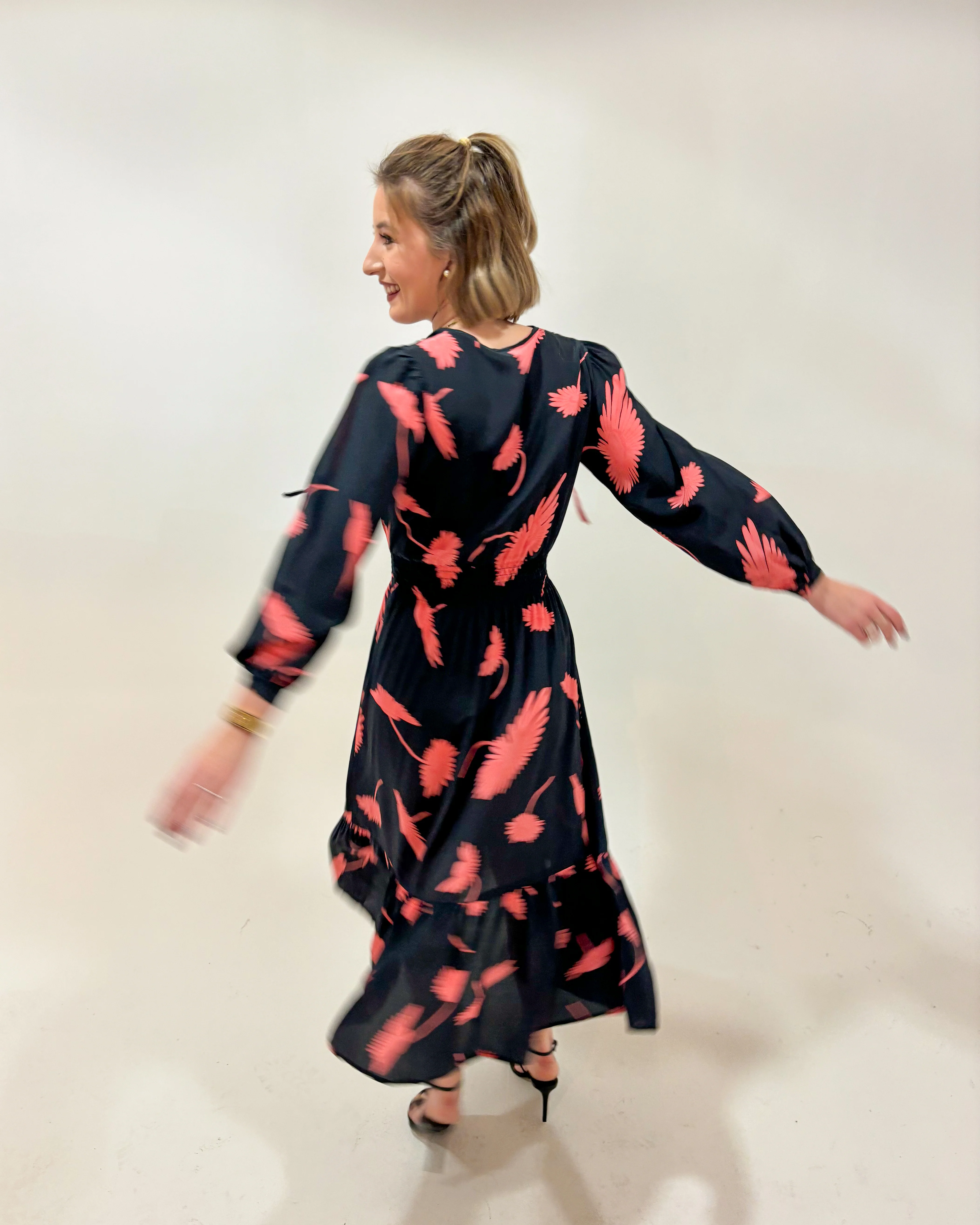 Juliette Dress | Navy and Coral Cassis - Atomnpay