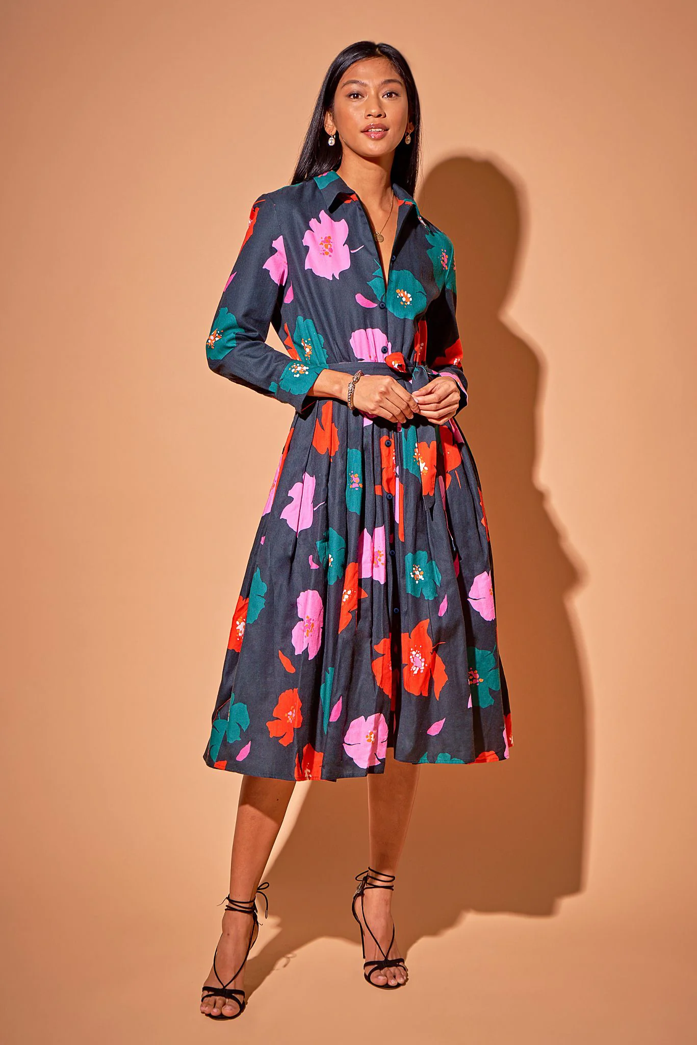 The Emerson Dress in Cotton | Evergreen Poppies - Atomnpay