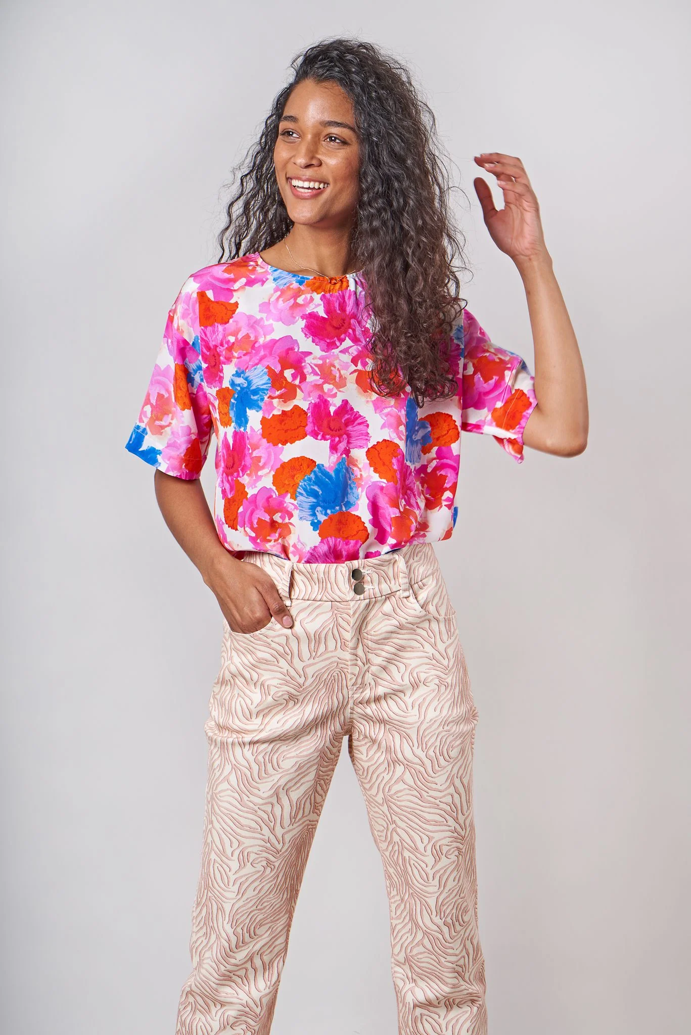 Eden Silk Tee| Ella's Pink Bouquet - Atomnpay