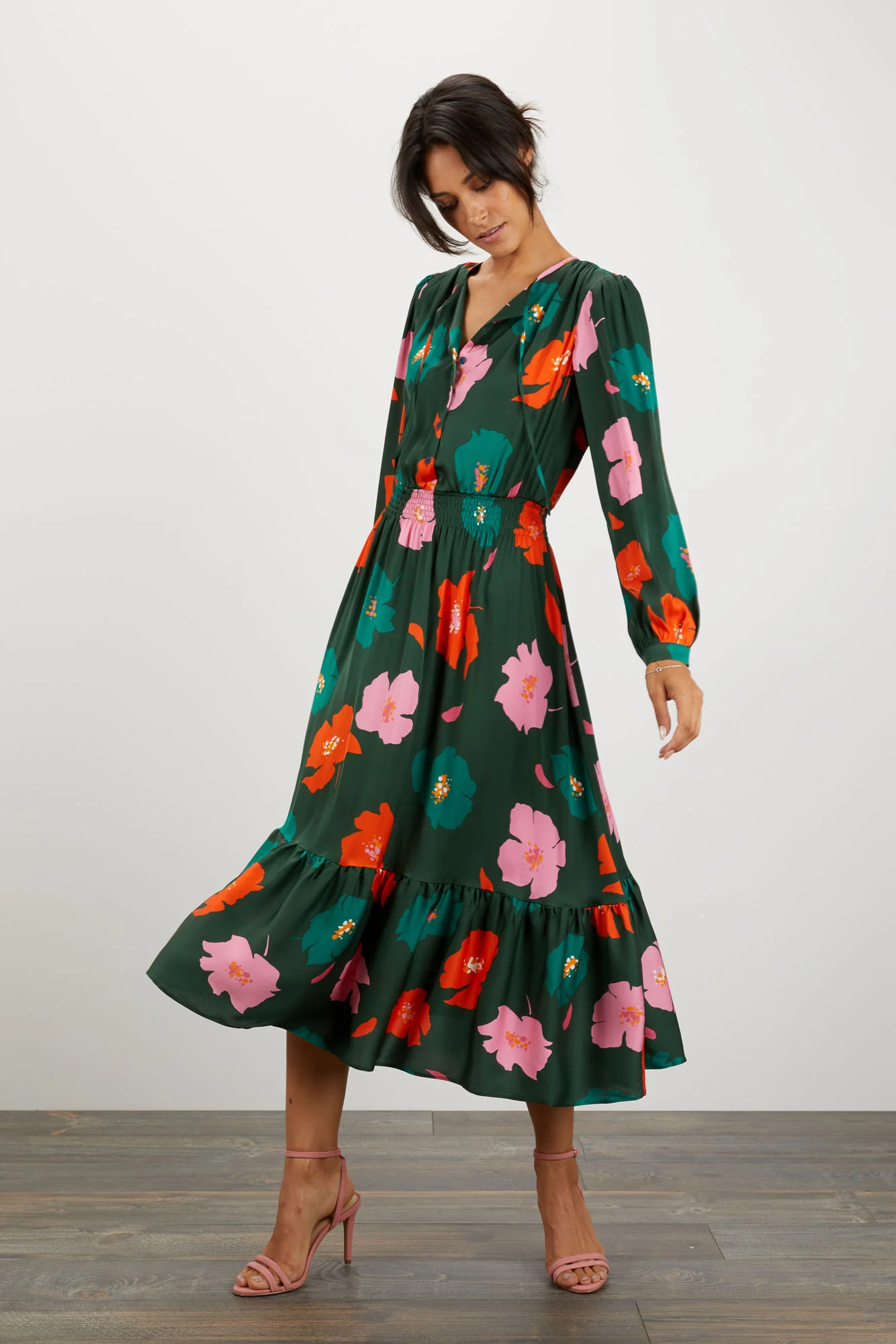 The Juliette Dress | Evergreen Poppies - Atomnpay
