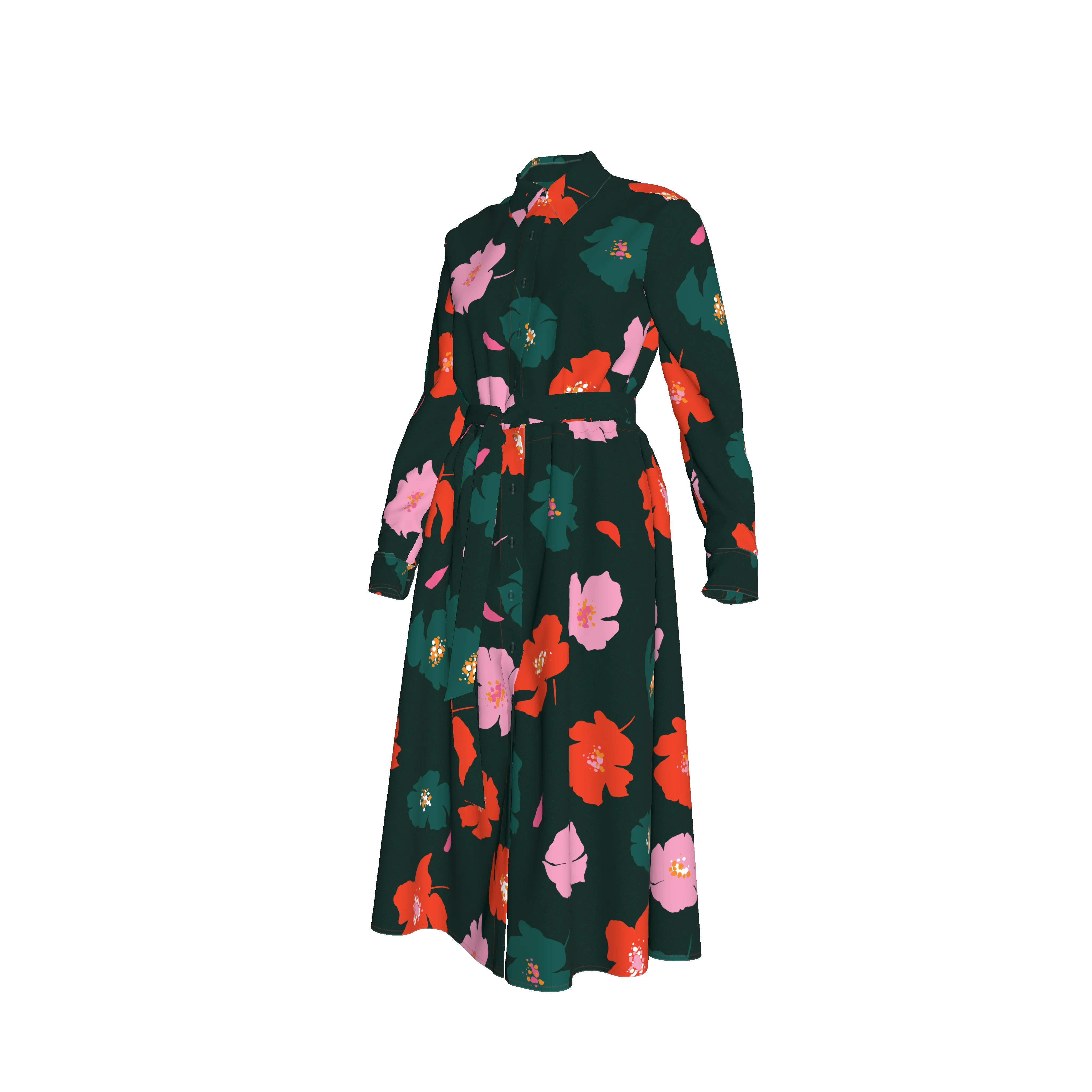 The Emerson Dress in Cotton | Evergreen Poppies - Atomnpay