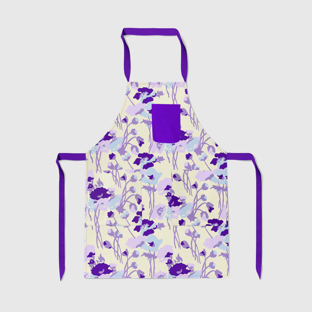 Dini's Rustic Floral in Ecru and Purple Apron - Atomnpay
